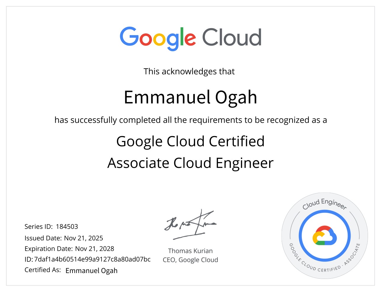 Google Cloud Associate Cloud Engineer placeholder